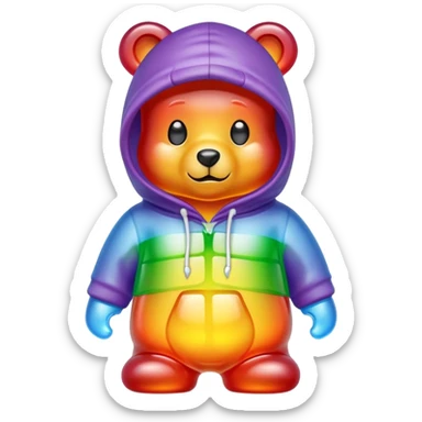 Gummy bear wearing a hoodie sticker