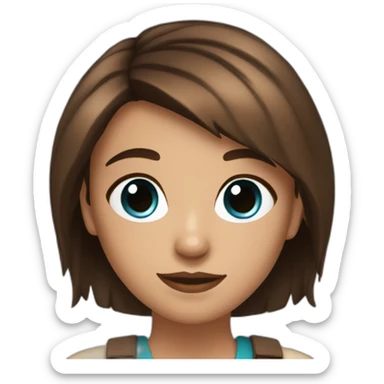 girl with brown here some blue hightlights at the end of her hair and big brown long lashes eyes. and wearing a therapist outfit sticker