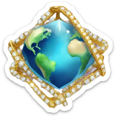 /imagine prompt: a diamond chain of the lettre "X" on the planet earth sticker