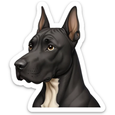 Black Male Great Dane  with no white and has cropped ears in a show stance sticker