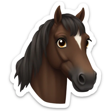 Dark bay horse with brown hair girl sticker