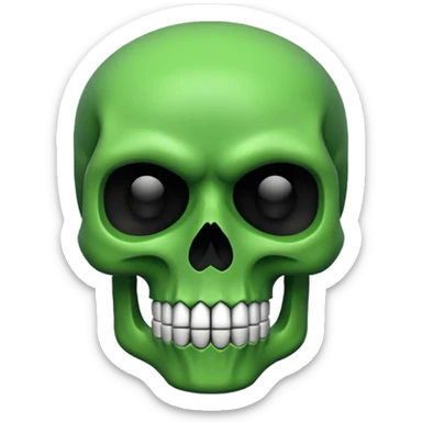 green skull emoji but intentionally low quality sticker