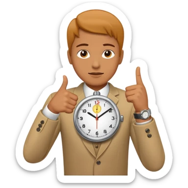 Emoji saying now maybe a watch and ur pointing at it like times up sticker