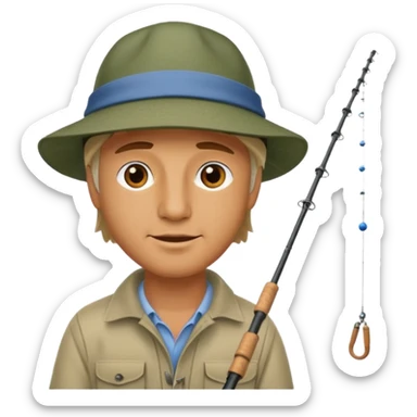 man casting a fishing rod sticker