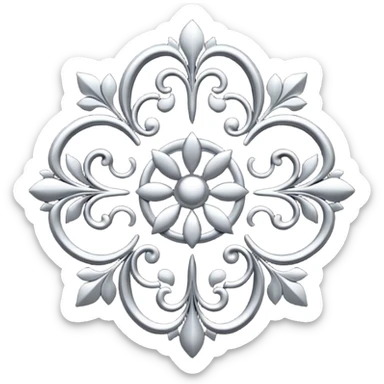 Black and silver filigree design, 3D, extremely detailed design sticker
