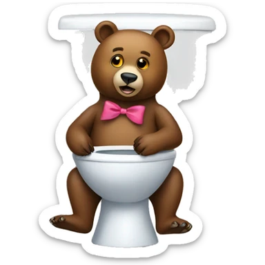 Bear with a bow sitting on a toilet  sticker