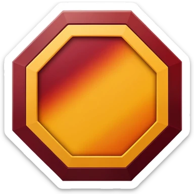 A sharp-edged hexagon with a thick yellow border that shifts slightly toward orange. The inside is a smooth dark-red to maroon gradient. In the center, add a large bold capital V colored with a yellow-orange gradient similar to the border. Keep everything clean, centered, and with no background. sticker