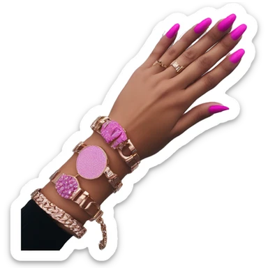 Dark hand luxury bracelet pink nails sticker