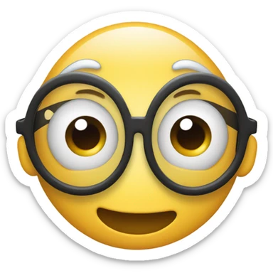 An emoji face making a 'glasses' gesture by forming circles with its fingers and placing them around the eyes sticker