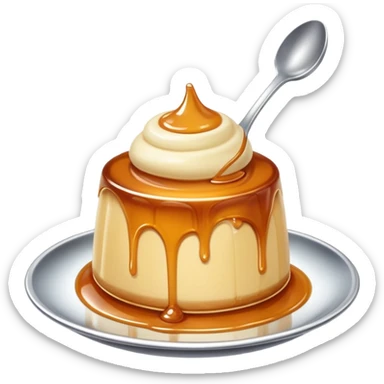 Caramel Pudding with tea spoon sticker