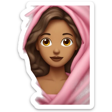 Brunette white women wrapped in a big pink blanket sticker