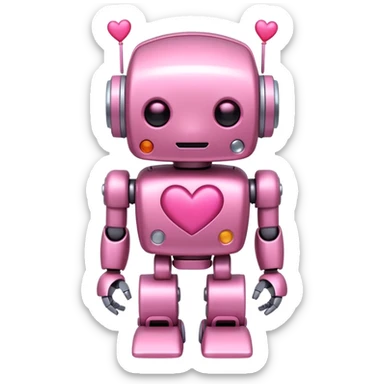 cute pink robot with hearts pink sticker
