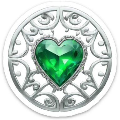 Silver grills with green crystal stone hearts sticker