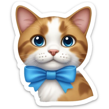 cute calico cat with a blue bow in the neck sticker