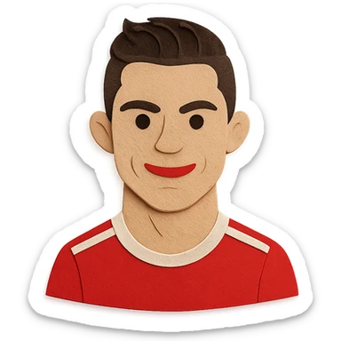 Cristiano Ronaldo as a paper craft icon, layered paper effect, simplified sticker