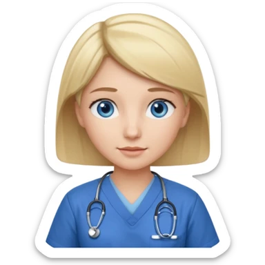 Nurse blue eyes short blond blue scrubs sticker