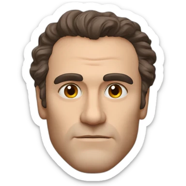 head and shoulders joaquin phoenix with red t-shirt with word "Nenno" sticker