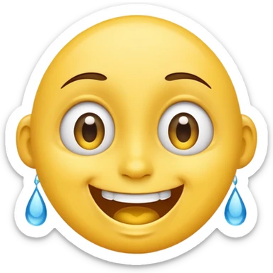 Smile with A joyful face emoji with wide eyes and a big smile, tears of laughter flowing.  sticker