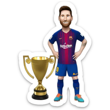 Messi with trofeo sticker