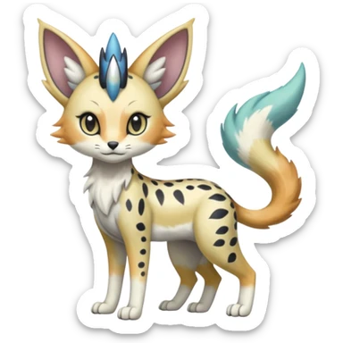 Colorful pastel gloomy dusky dull Edgy soft fruity Meloetta-Trico-Silvally-Nargacuga-Sergal-Serval-Cresselia-Fakémon-creature-hybrid sticker