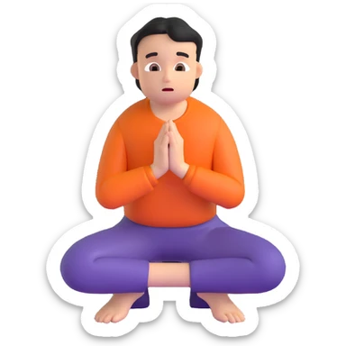 person on their knees begging with hands clasped together and pleading expression sticker