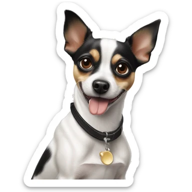 White black dog Chihuahua Jack Russel cross breed tongue out sticker