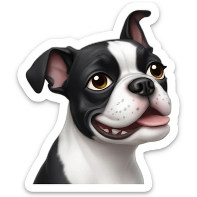 Happy Boston terrier one black eye sticker
