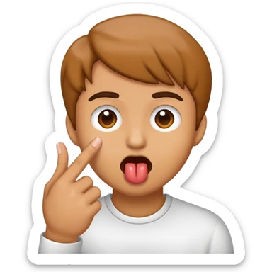 Emoji licking between index and middle finger sticker