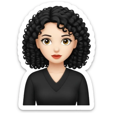 white women with black curly hair black clothes sticker