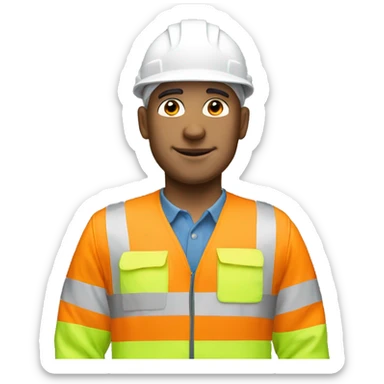 White Engineer with all white hat and orange hivis sticker