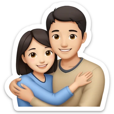 Asian couple cuddling sticker