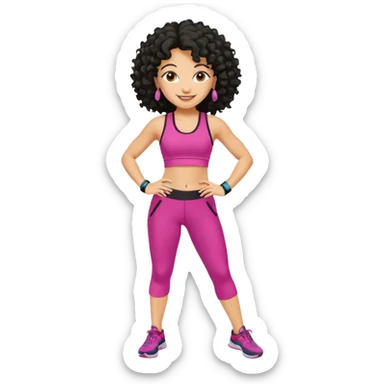 kıvırcık saçlı beyaz zenli zumba hocası sticker