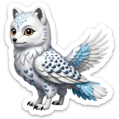 Arctic-Fox-Snow-Leopard-Snowy-Owl-hybrid, full body  sticker