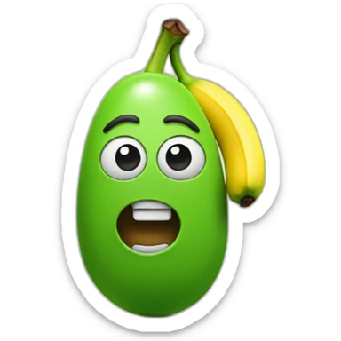 Green m&m holding a banana  sticker