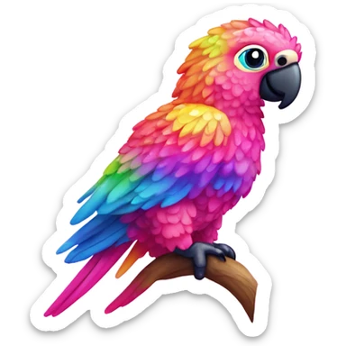 Lisa frank rainbow sparkly pink parrot  sticker
