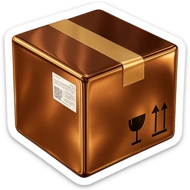 Modify the chrome box to have brown and gold colors while maintaining the shiny, metallic chrome look and shine. Keep the tape and all details the same. No background. sticker