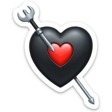 Corazón negro con una flecha sticker