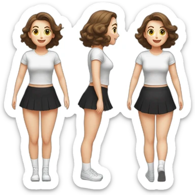 alistic-full-body-caucasian-curvy-beauty-jumping-short-black-skirt-back-and-front-views-strong-wind-knickers-long-white-socks sticker