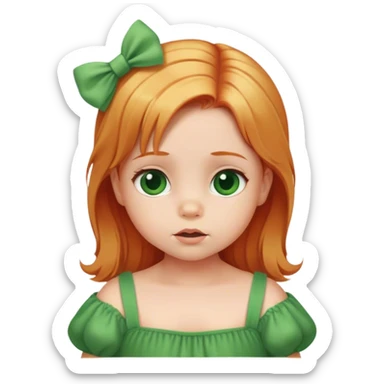 baby girl with blonde red hair green dress sticker