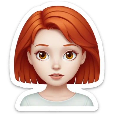 Red haired girl white skin looking pretty sticker