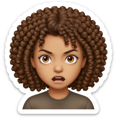 curly head mixed girl mad sticker