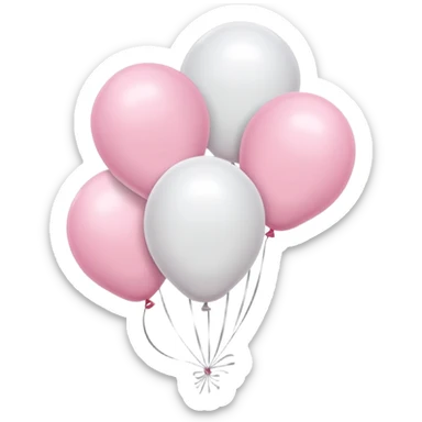 White and light pink balloons  sticker