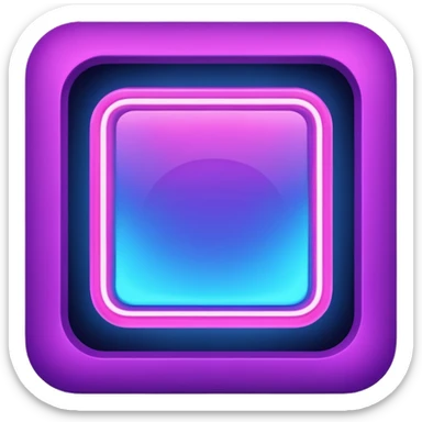 A glowing neon square in shades of blue and purple sticker