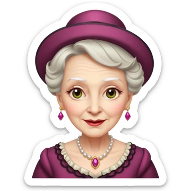 old woman with elegant make up and fancy clothes looking wicked and smirk sticker