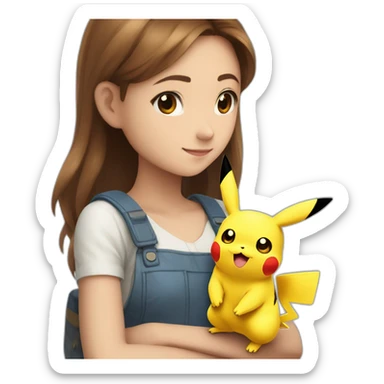 Pikachu qui tien la main a marie sticker