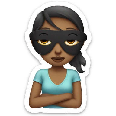 girl sleepy with eye mask  sticker