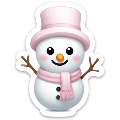 Cute white and light pink snowman sticker