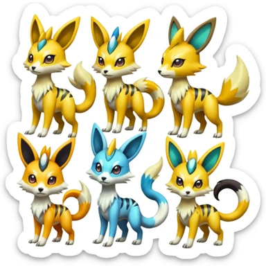 Meloetta-Lombax-Zeraora-Renamon-Pokémon-Fakémon-creature sticker