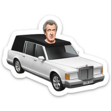 jeremy clarkson driving a hearse sticker