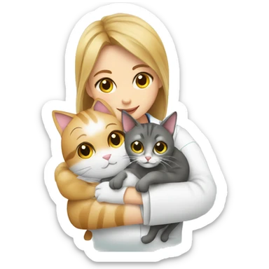 cat cuddles veterinarian girl sticker